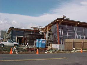 Older photo of Manor Library construction